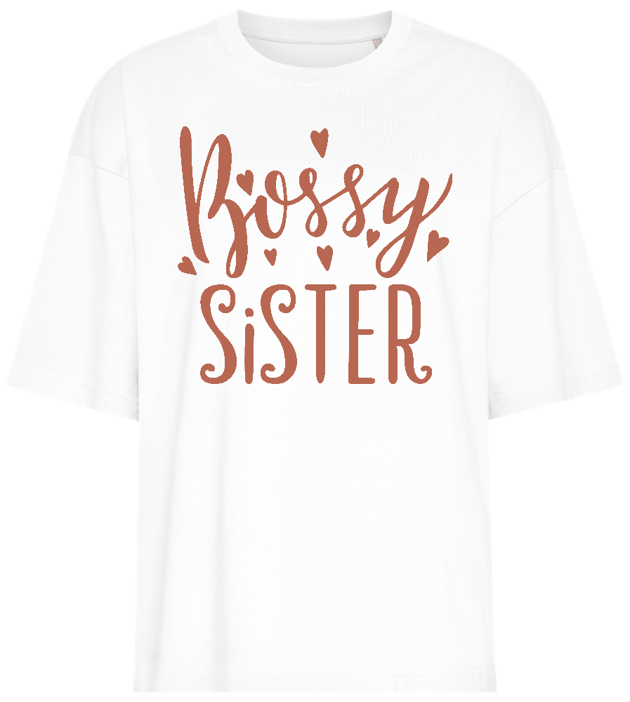 Bossy Sister Heart Design - Premium women's oversized t-shirt_WHITE_front