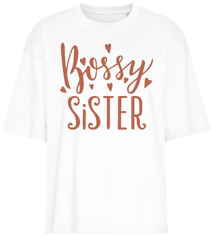 Bossy Sister Heart Design - Premium women's oversized t-shirt_WHITE_front