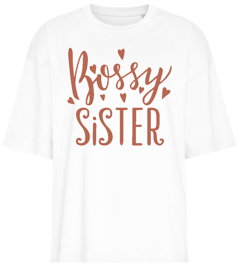 Bossy Sister Heart Design - Premium women's oversized t-shirt_WHITE_front