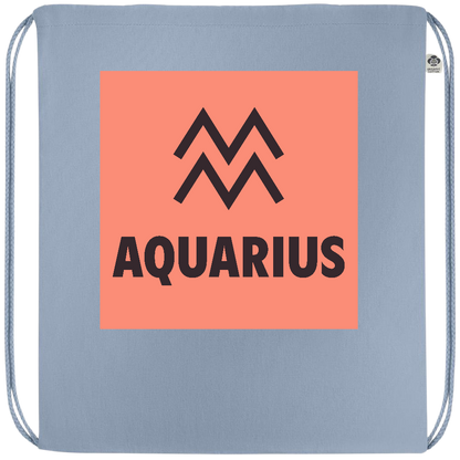 Zodiac Aquarius Design - Premium colored organic cotton drawstring bag_BABY BLUE_front