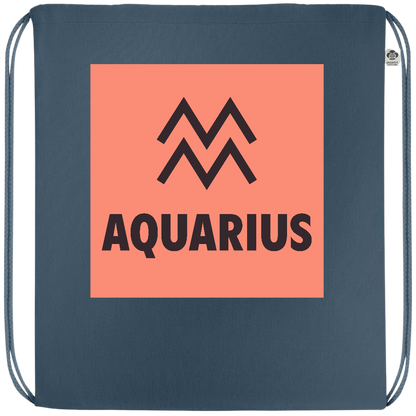 Zodiac Aquarius Design - Premium colored organic cotton drawstring bag_BLUE_front