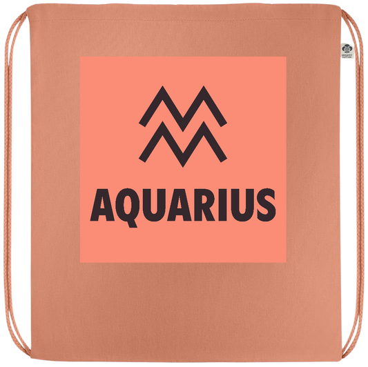 Zodiac Aquarius Design - Premium colored organic cotton drawstring bag_ORANGE_front