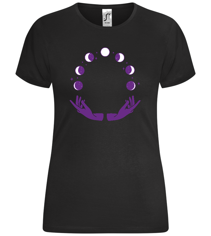 Phases of the Moon Design - Comfort women's t-shirt_DEEP BLACK_front