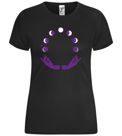 Phases of the Moon Design - Comfort women's t-shirt_DEEP BLACK_front