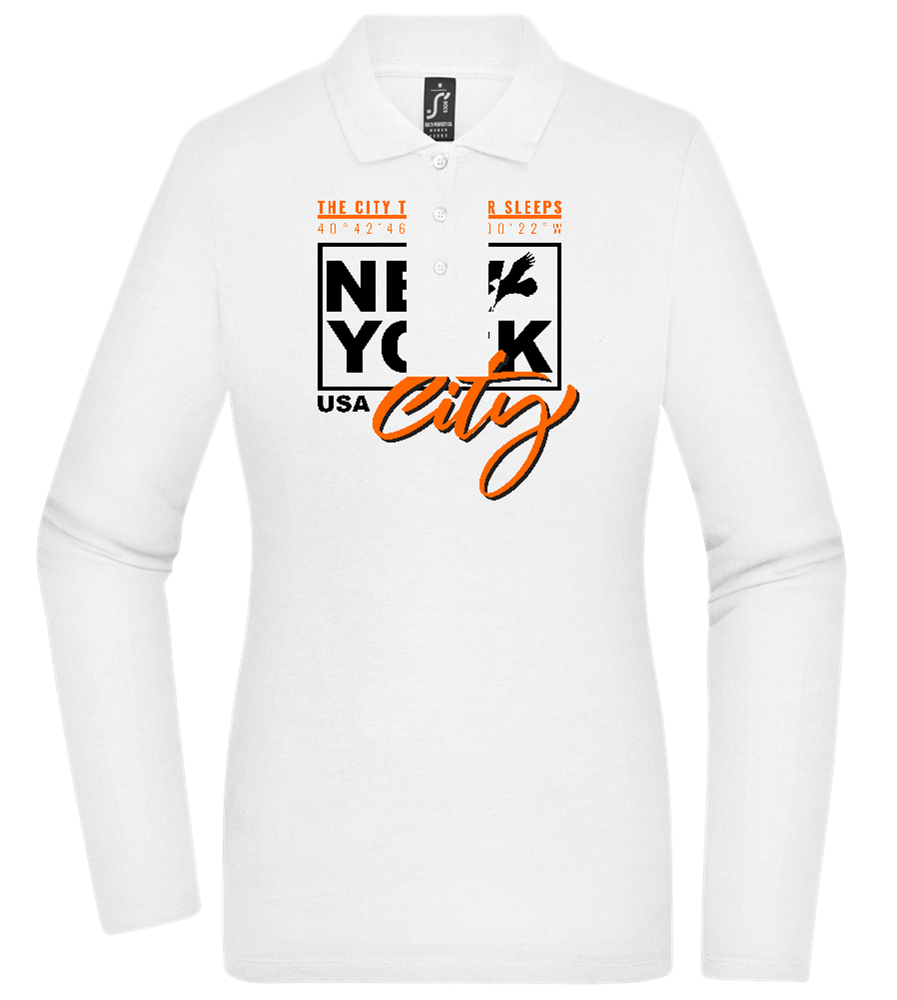 The City That Never Sleeps Design - Premium Women´s long sleeve polo shirt_WHITE_front