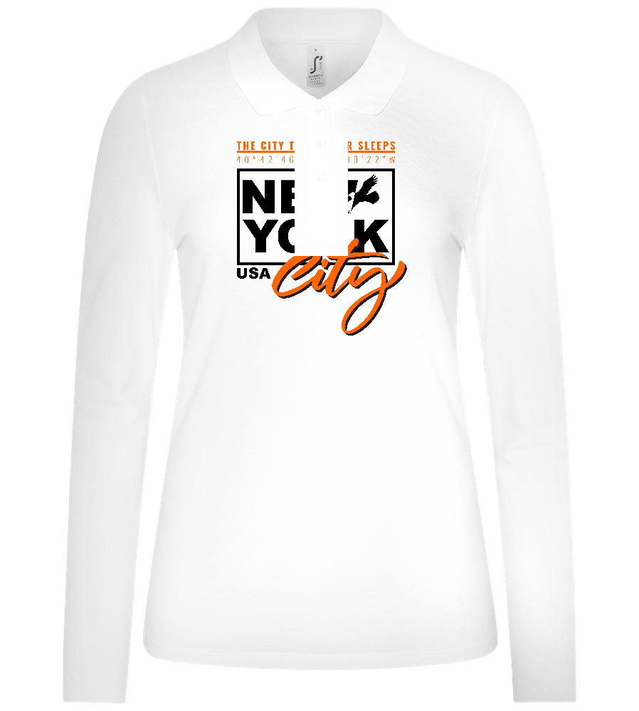 The City That Never Sleeps Design - Premium Women´s long sleeve polo shirt_WHITE_front