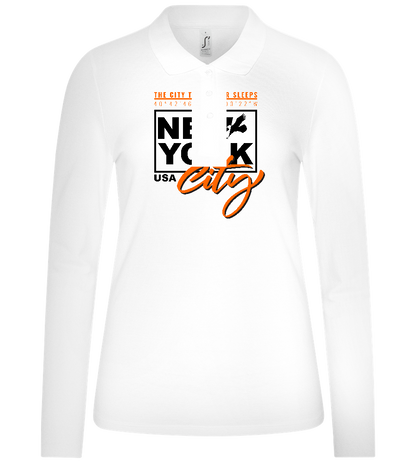 The City That Never Sleeps Design - Premium Women´s long sleeve polo shirt_WHITE_front