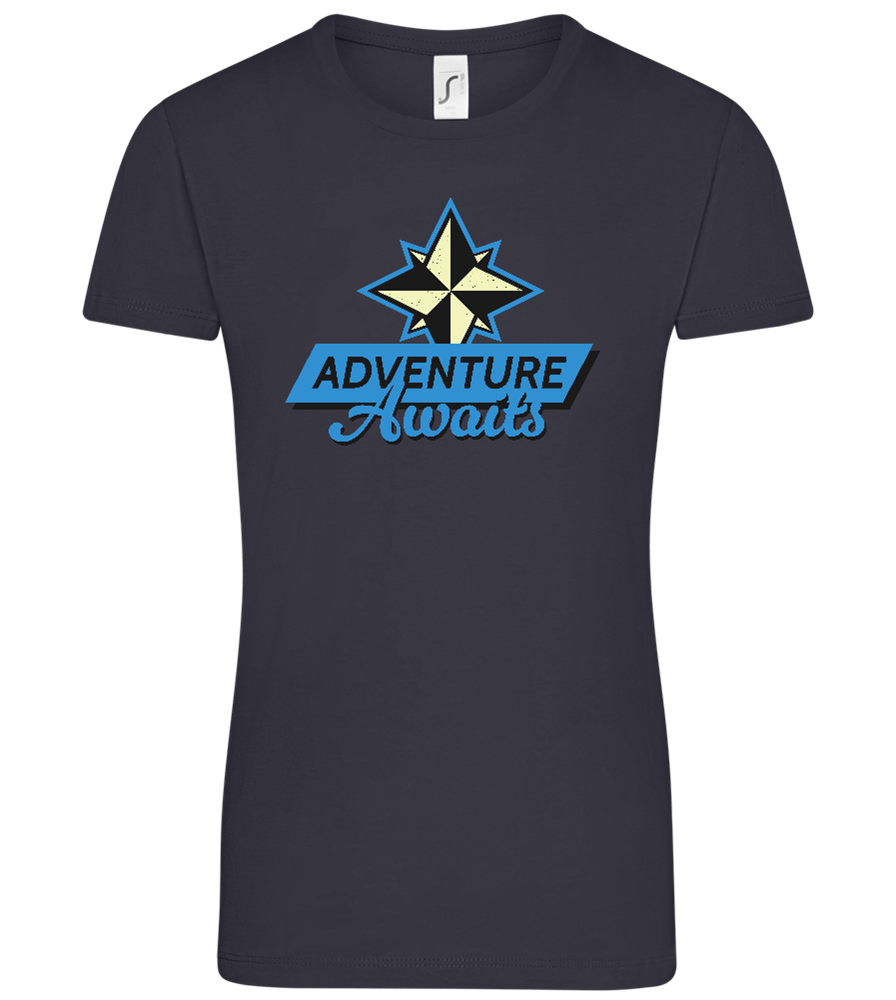 Adventure Awaits Design - Comfort women's t-shirt_MARINE_front