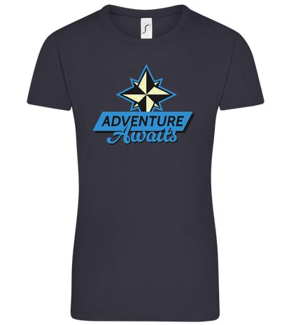 Adventure Awaits Design - Comfort women's t-shirt_MARINE_front