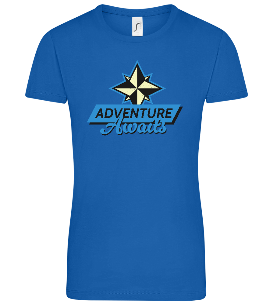 Adventure Awaits Design - Comfort women's t-shirt_ROYAL_front