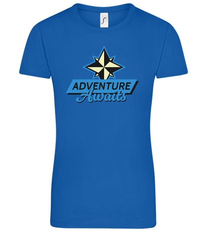 Adventure Awaits Design - Comfort women's t-shirt_ROYAL_front