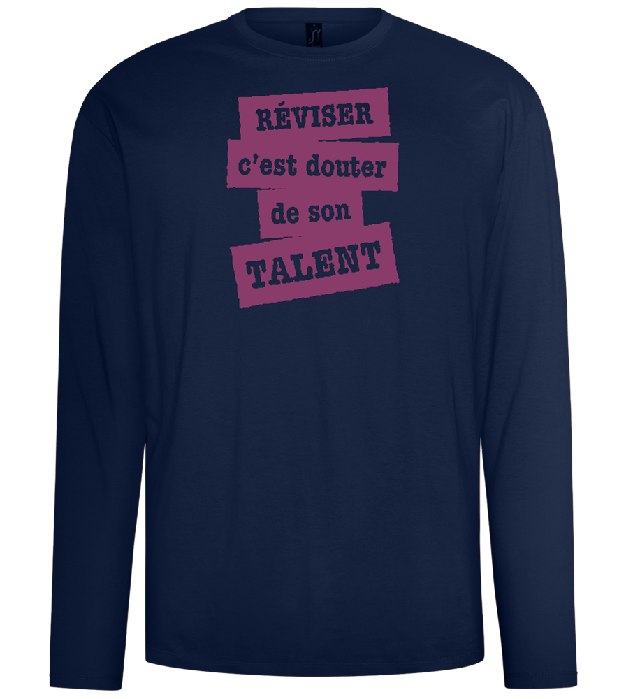 Réviser c'est Douter de Son Talent Design - Comfort men's long sleeve t-shirt_MARINE_front