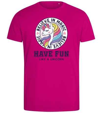 Believe in Magic Unicorn Design - Comfort men's fitted t-shirt_FUCHSIA_front