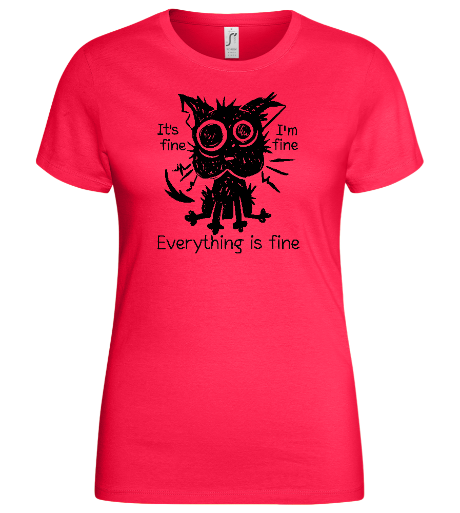 Stressed Cat Design - Basic women's t-shirt_CORAL_front