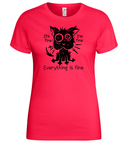 Stressed Cat Design - Basic women's t-shirt_CORAL_front