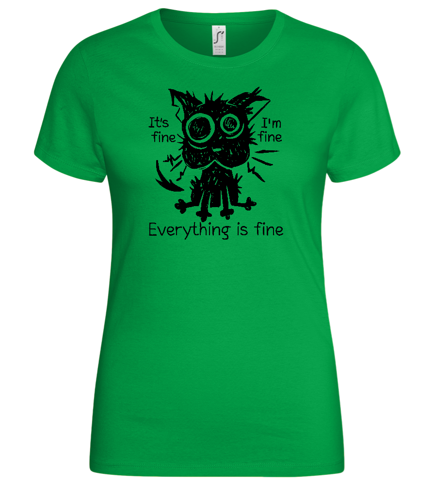 Stressed Cat Design - Basic women's t-shirt_MEADOW GREEN_front