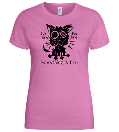 Stressed Cat Design - Basic women's t-shirt_PINK ORCHID_front