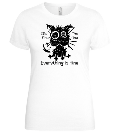 Stressed Cat Design - Basic women's t-shirt_WHITE_front