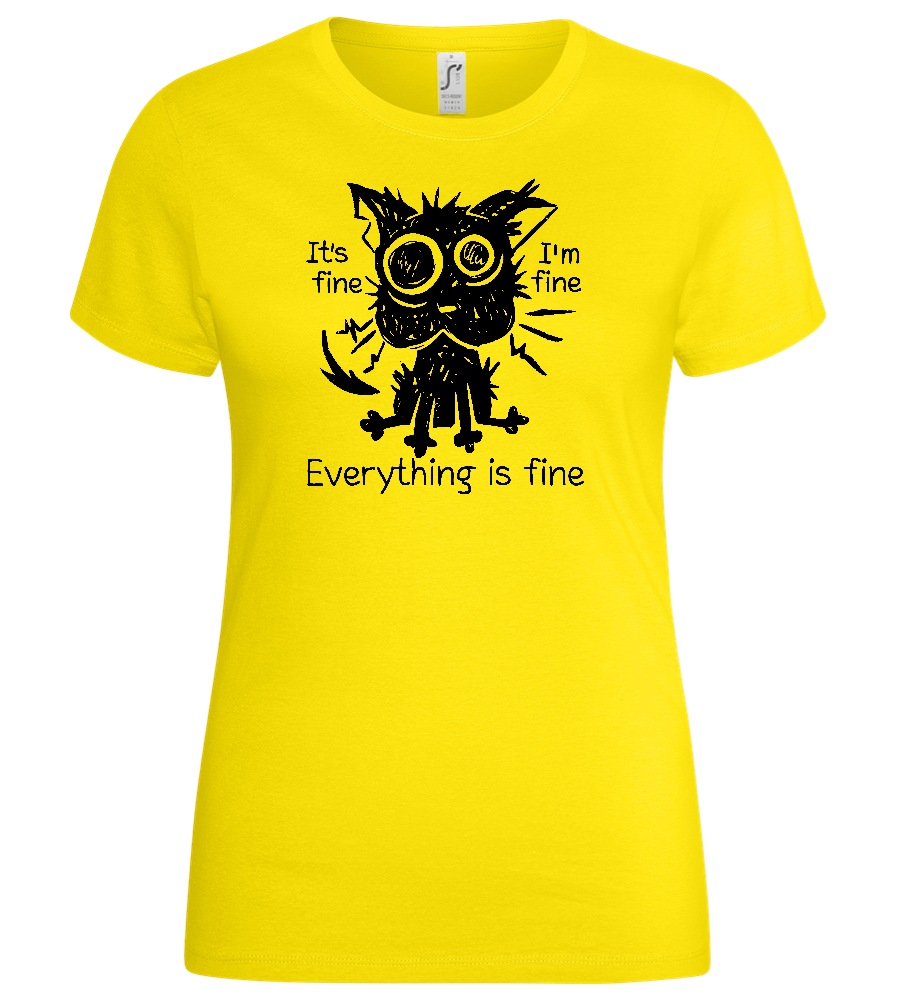 Stressed Cat Design - Basic women's t-shirt_YELLOW_front