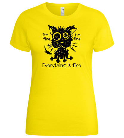 Stressed Cat Design - Basic women's t-shirt_YELLOW_front