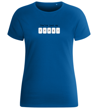 Just My Type Design - Basic women's fitted t-shirt_ROYAL_front