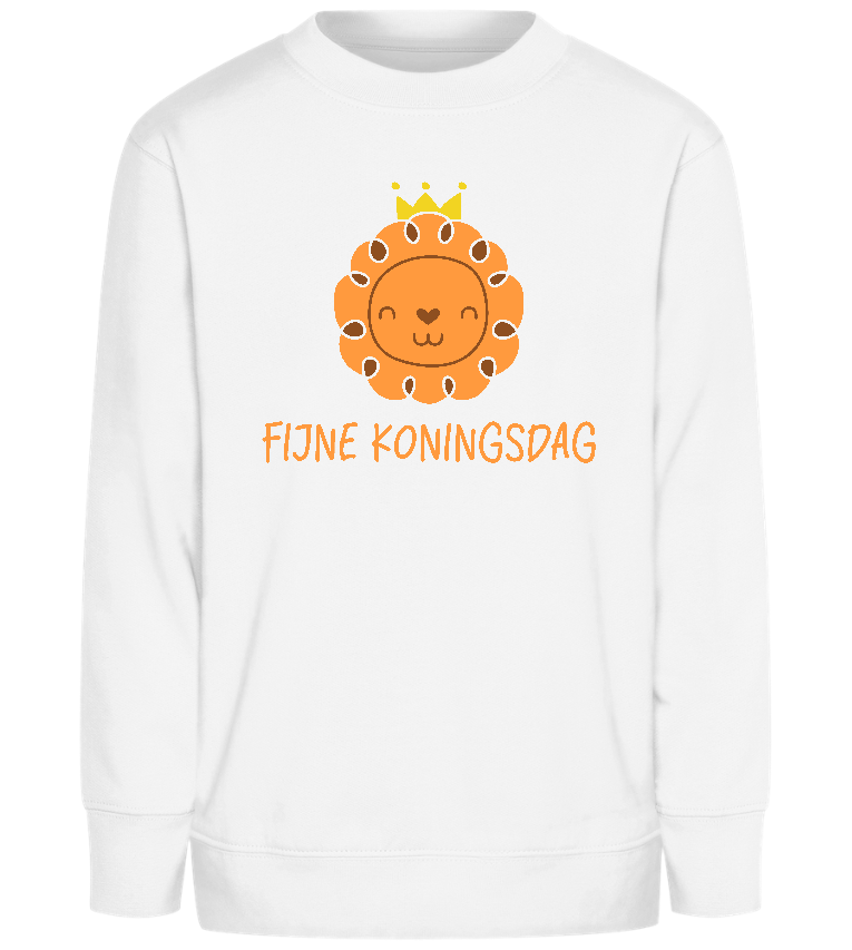 Fijne Koningsdag Leeuwtje Design - Comfort Kids Sweater_WHITE_front