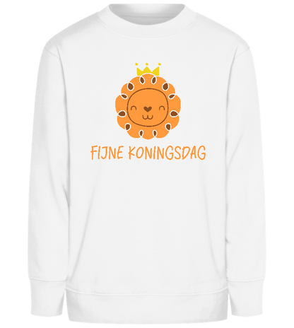 Fijne Koningsdag Leeuwtje Design - Comfort Kids Sweater_WHITE_front