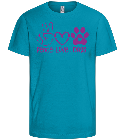 Peace Love Dogs Design - Comfort kids fitted t-shirt_TURQUOISE_front