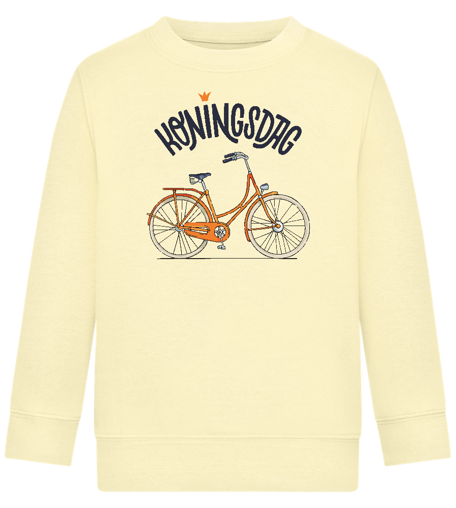 Koningsdag Oranje Fiets Design - Comfort Kids Sweater_AMARELO CLARO_front