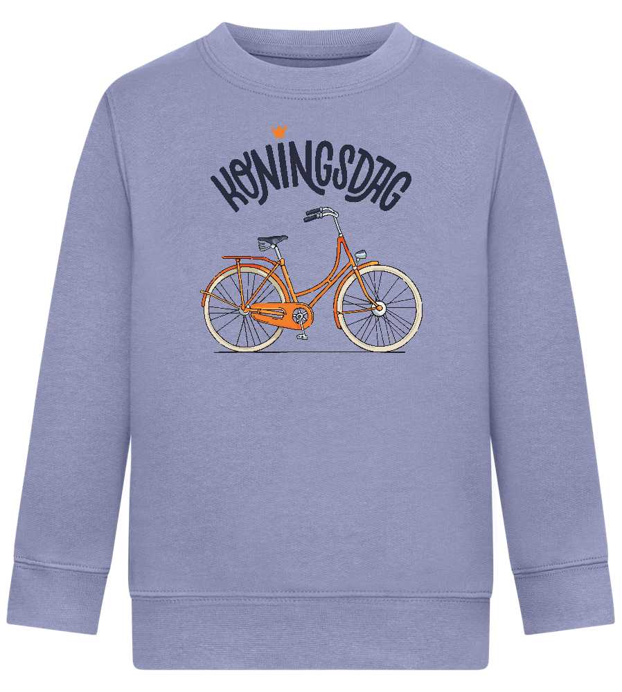 Koningsdag Oranje Fiets Design - Comfort Kids Sweater_BLUE_front