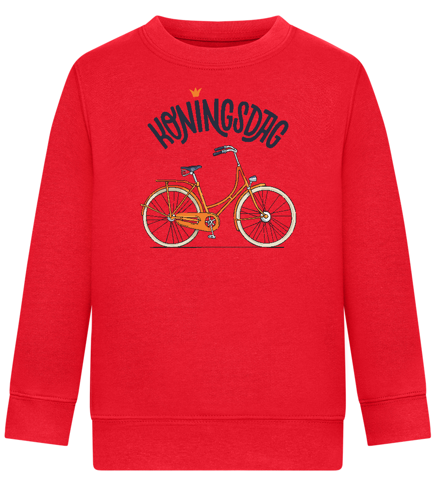 Koningsdag Oranje Fiets Design - Comfort Kids Sweater_BRIGHT RED_front