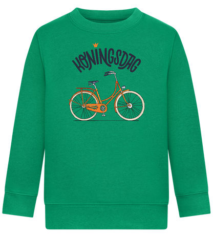 Koningsdag Oranje Fiets Design - Comfort Kids Sweater_MEADOW GREEN_front