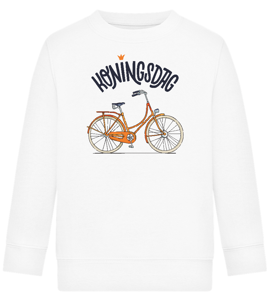 Koningsdag Oranje Fiets Design - Comfort Kids Sweater_WHITE_front