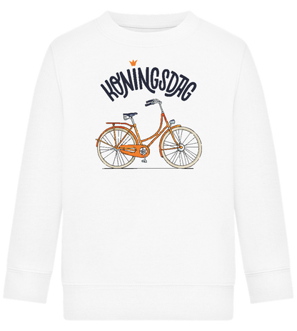 Koningsdag Oranje Fiets Design - Comfort Kids Sweater_WHITE_front