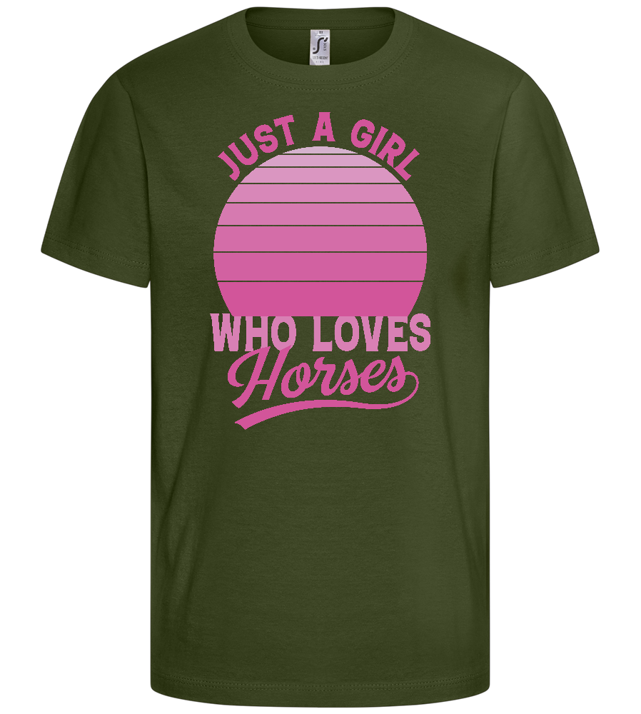 Just a Girl Who Loves Horses Design - Basic kids t-shirt_ARMY_front