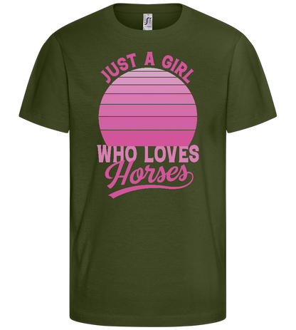 Just a Girl Who Loves Horses Design - Basic kids t-shirt_ARMY_front