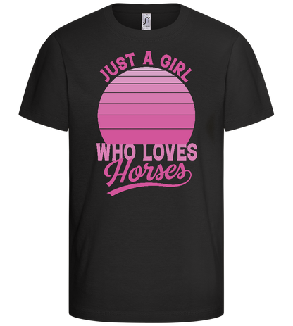 Just a Girl Who Loves Horses Design - Basic kids t-shirt_DEEP BLACK_front