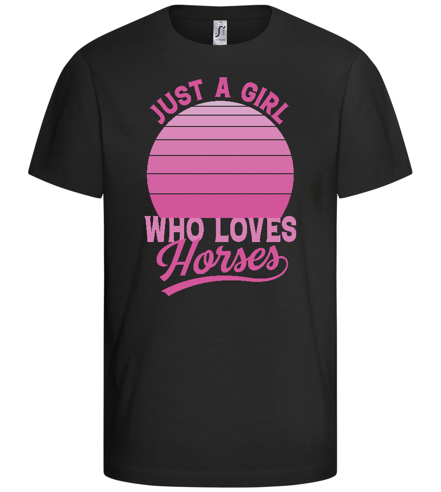 Just a Girl Who Loves Horses Design - Basic kids t-shirt_DEEP BLACK_front