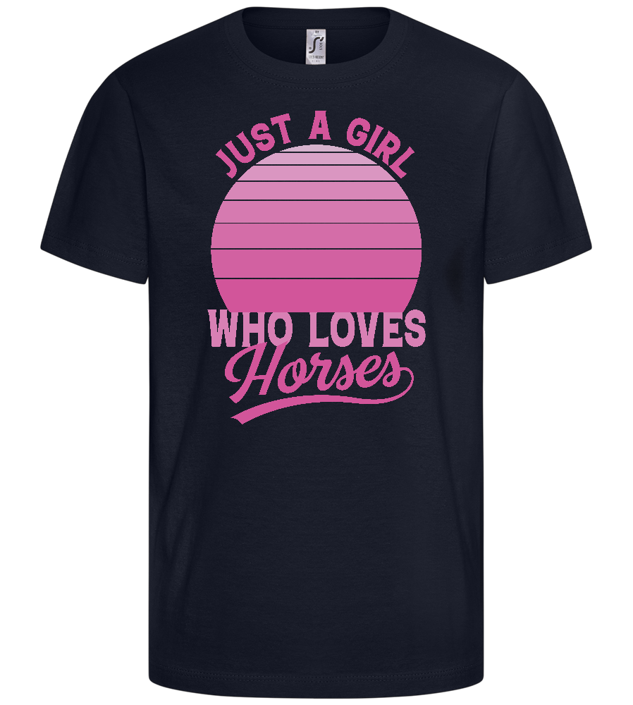 Just a Girl Who Loves Horses Design - Basic kids t-shirt_FRENCH NAVY_front