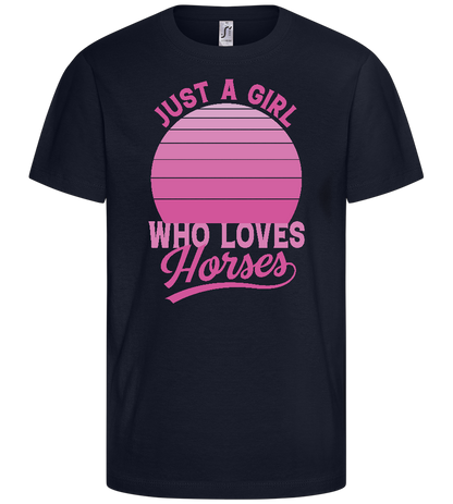 Just a Girl Who Loves Horses Design - Basic kids t-shirt_FRENCH NAVY_front