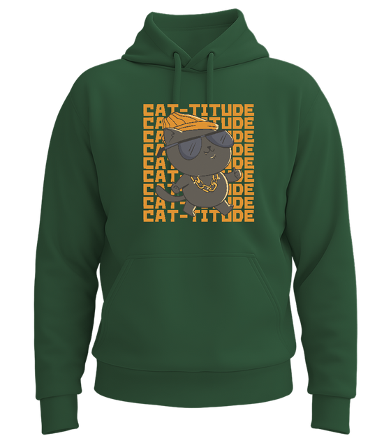 Cattitude Design - Premium Essential Unisex Hoodie_GREEN BOTTLE_front