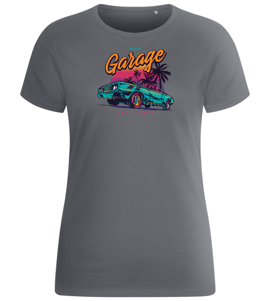 Car Garage Design - Basic women's fitted t-shirt_MOUSE GREY_front