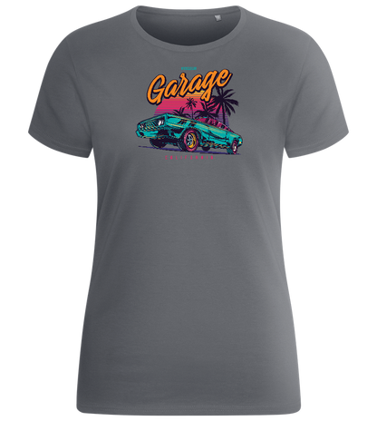 Car Garage Design - Basic women's fitted t-shirt_MOUSE GREY_front