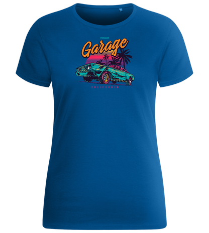 Car Garage Design - Basic women's fitted t-shirt_ROYAL_front