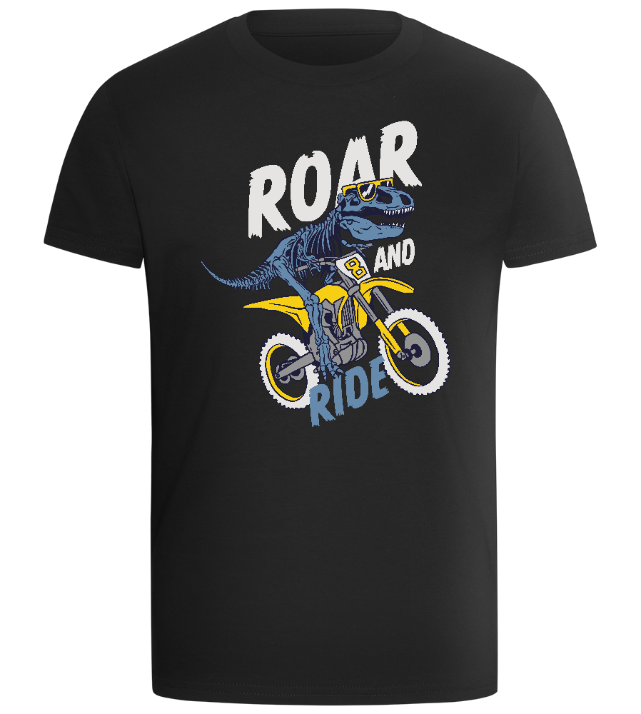 Dino Biker Design - Comfort boys fitted t-shirt_DEEP BLACK_front