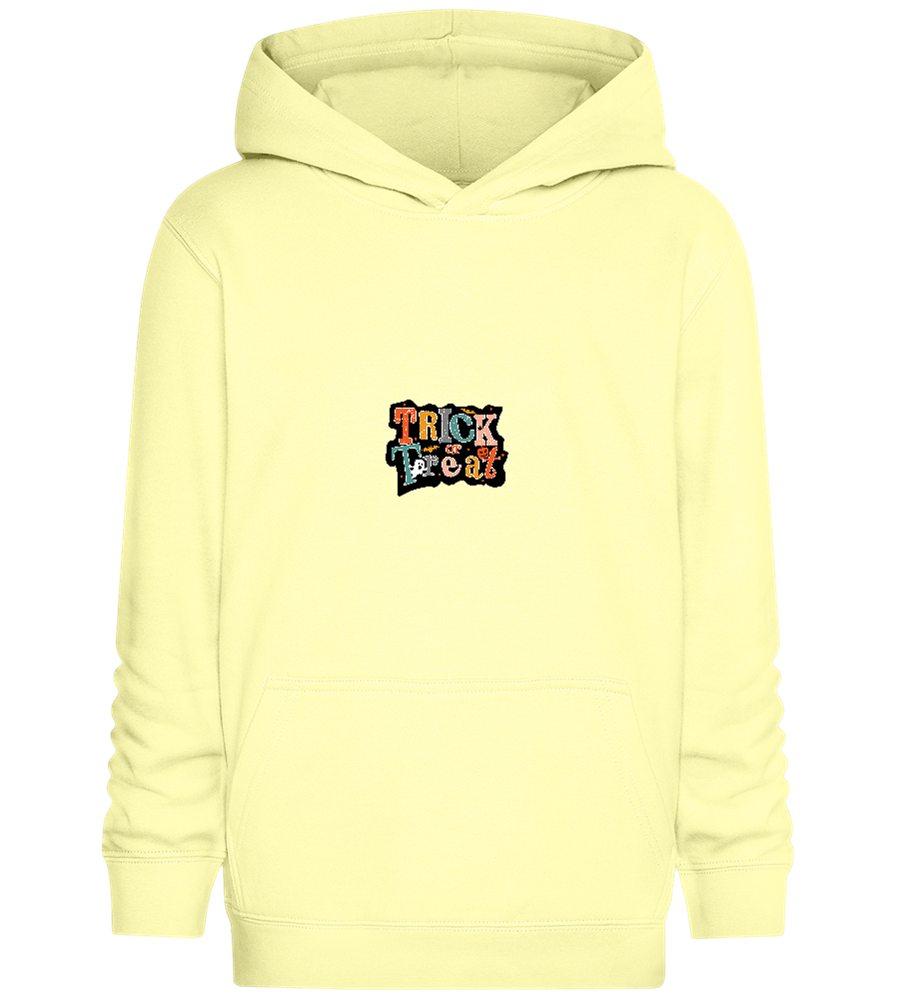 Spooky Trick or Treat Design - Comfort Kids Hoodie_AMARELO CLARO_front