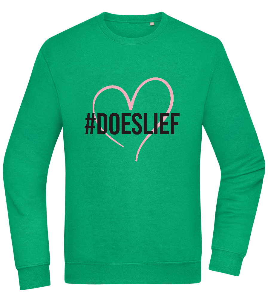 Doeslief Hartje Design - Comfort Essential Unisex Sweater_MEADOW GREEN_front