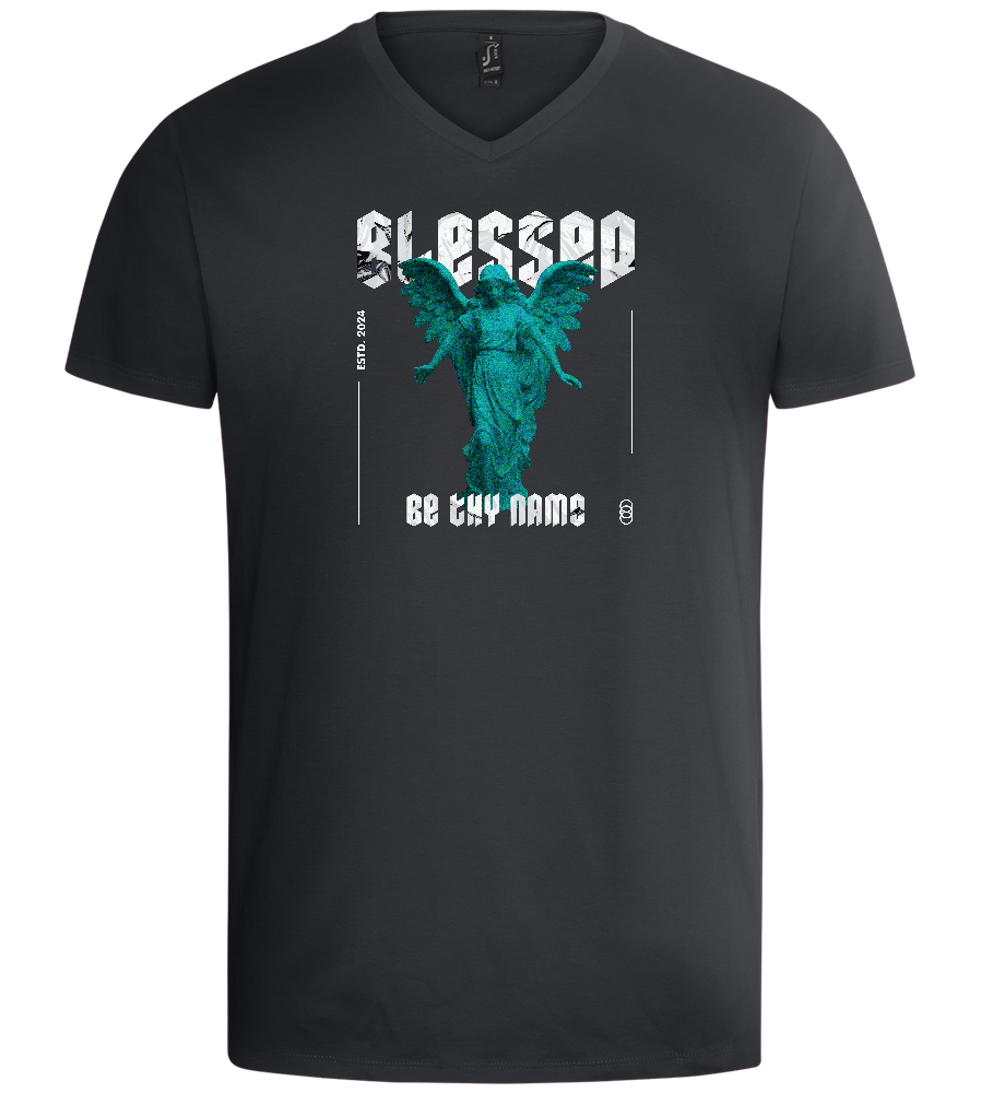 Blessed Angel Design - Basic men's v-neck t-shirt_DARK GRAY_front