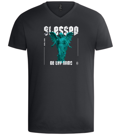 Blessed Angel Design - Basic men's v-neck t-shirt_DARK GRAY_front