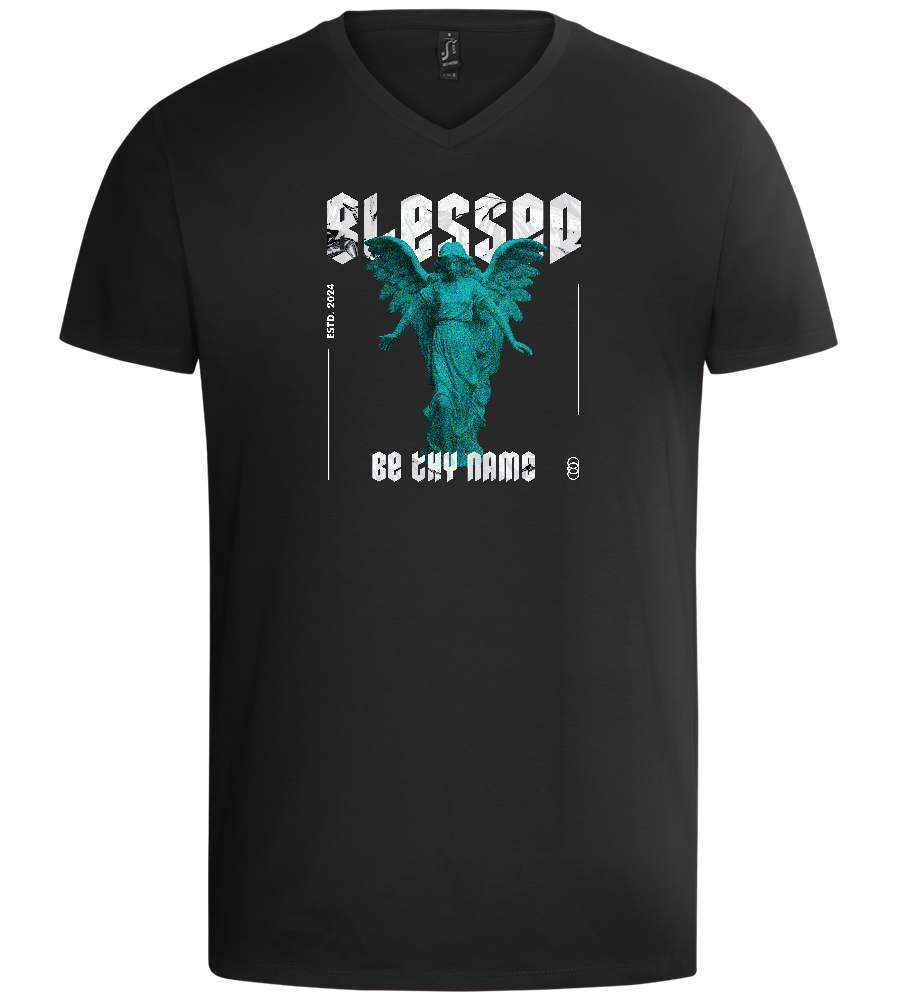 Blessed Angel Design - Basic men's v-neck t-shirt_DEEP BLACK_front